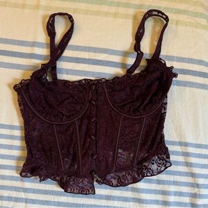 Anthropologie Burgundy Lace Top